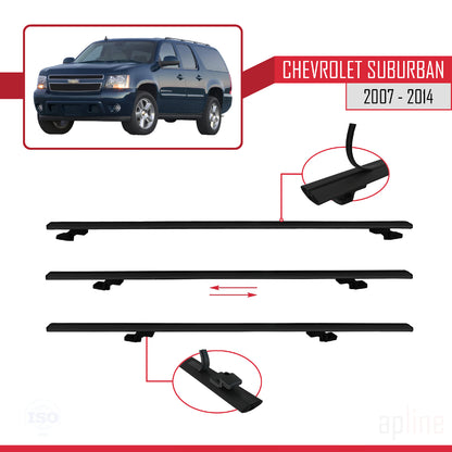 Compatible avec Chevrolet Suburban 2007-2014 BASIC Model Barres de Toit Railing Porte-Bagages de Voiture Noir Aluminium 4 Barres