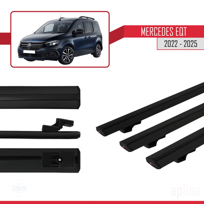 Compatible avec Mercedes EQT / Citan W420 2022-2025 BASIC Model Barres de Toit Railing Porte-Bagages de Voiture Noir Aluminium 3 Barres