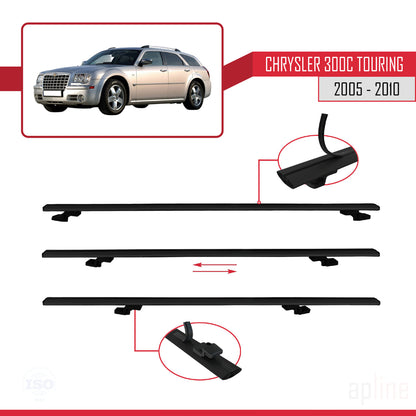 Compatible avec Chrysler 300C Touring 2005-2010 BASIC Model Barres de Toit Railing Porte-Bagages de Voiture Noir Aluminium 2 Barres