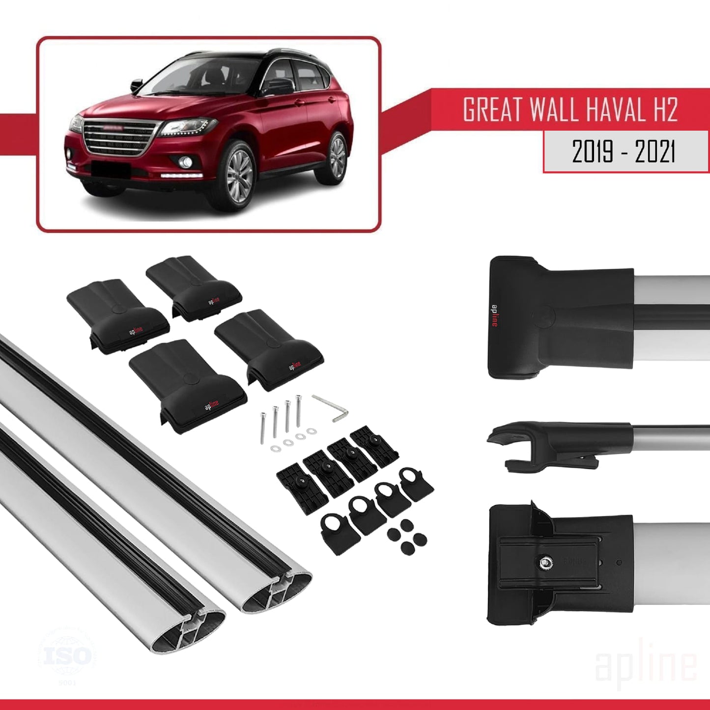 Compatible avec Great Wall Haval H2 2019-2021 FLY Model Barres de Toit Railing Porte-Bagages de Voiture Gris Aluminium 2 Barres