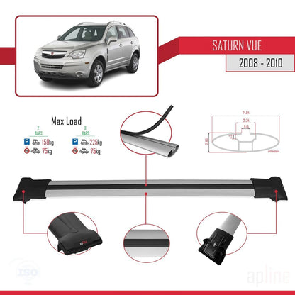 Compatible avec Saturn Vue 2 2008-2010 FLY Model Barres de Toit Railing Porte-Bagages de Voiture Gris Aluminium 2 Barres