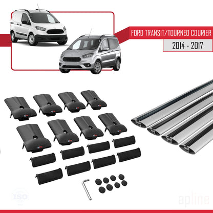 Compatible avec Ford Transit/Tourneo Courier Pre-Facelift 2014-2017 FLY Model Barres de Toit Railing Porte-Bagages de Voiture Gris Aluminium 4 Barres