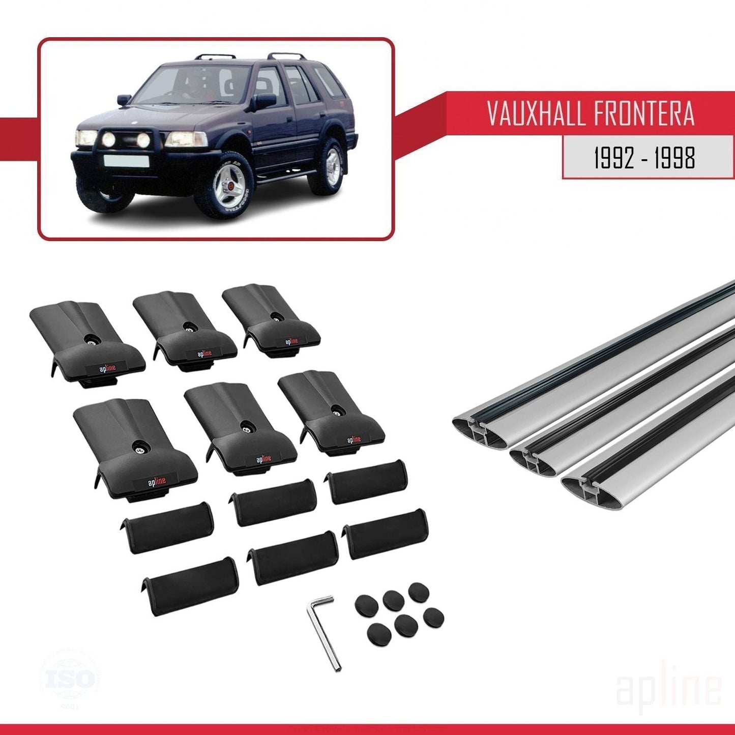 Compatible avec Vauxhall Frontera 1992-1998 FLY Model Barres de Toit Railing Porte-Bagages de Voiture Gris Aluminium 3 Barres