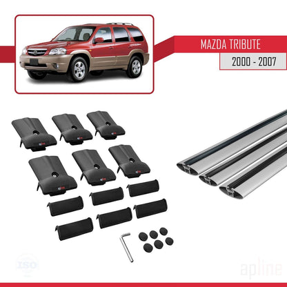 Compatible avec Mazda Tribute 2000-2007 FLY Model Barres de Toit Railing Porte-Bagages de Voiture Gris Aluminium 3 Barres