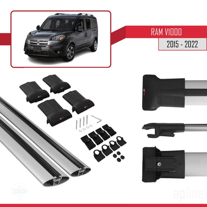 Compatible with Ram V1000 2015-2022 FLY Model Car Roof Rack Cross Bar Grey Aluminium 2 Bars