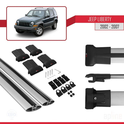 Compatible avec Jeep Liberty 2002-2007 FLY Model Barres de Toit Railing Porte-Bagages de Voiture Gris Aluminium 2 Barres