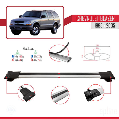 Compatible avec Chevrolet Blazer 1995-2005 FLY Model Barres de Toit Railing Porte-Bagages de Voiture Gris Aluminium 3 Barres