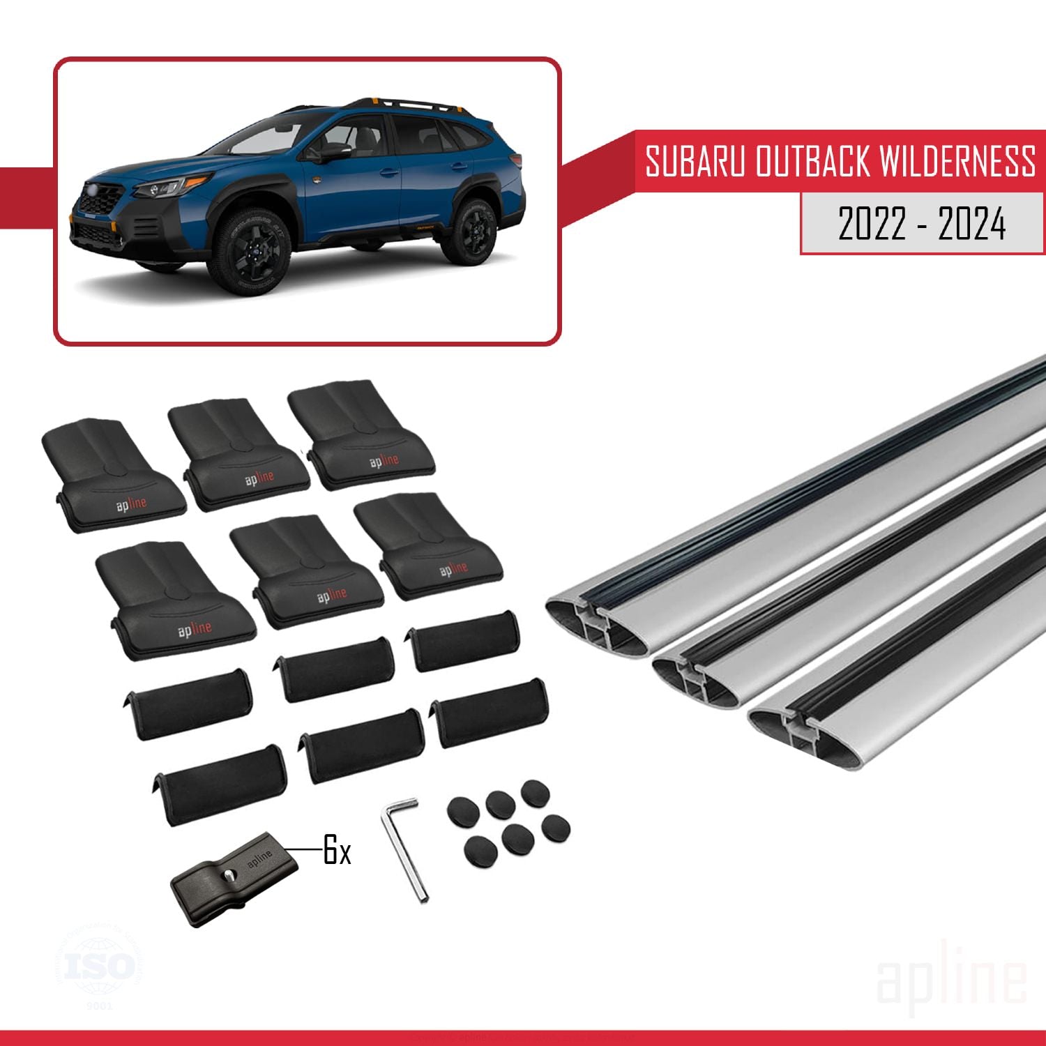 Compatible avec Subaru Outback Wilderness 2022-2024 FLY Model Barres de Toit Railing Porte-Bagages de Voiture Gris Aluminium 3 Barres