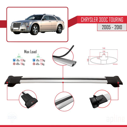 Compatible avec Chrysler 300C Touring 2005-2010 FLY Model Barres de Toit Railing Porte-Bagages de Voiture Gris Aluminium 3 Barres