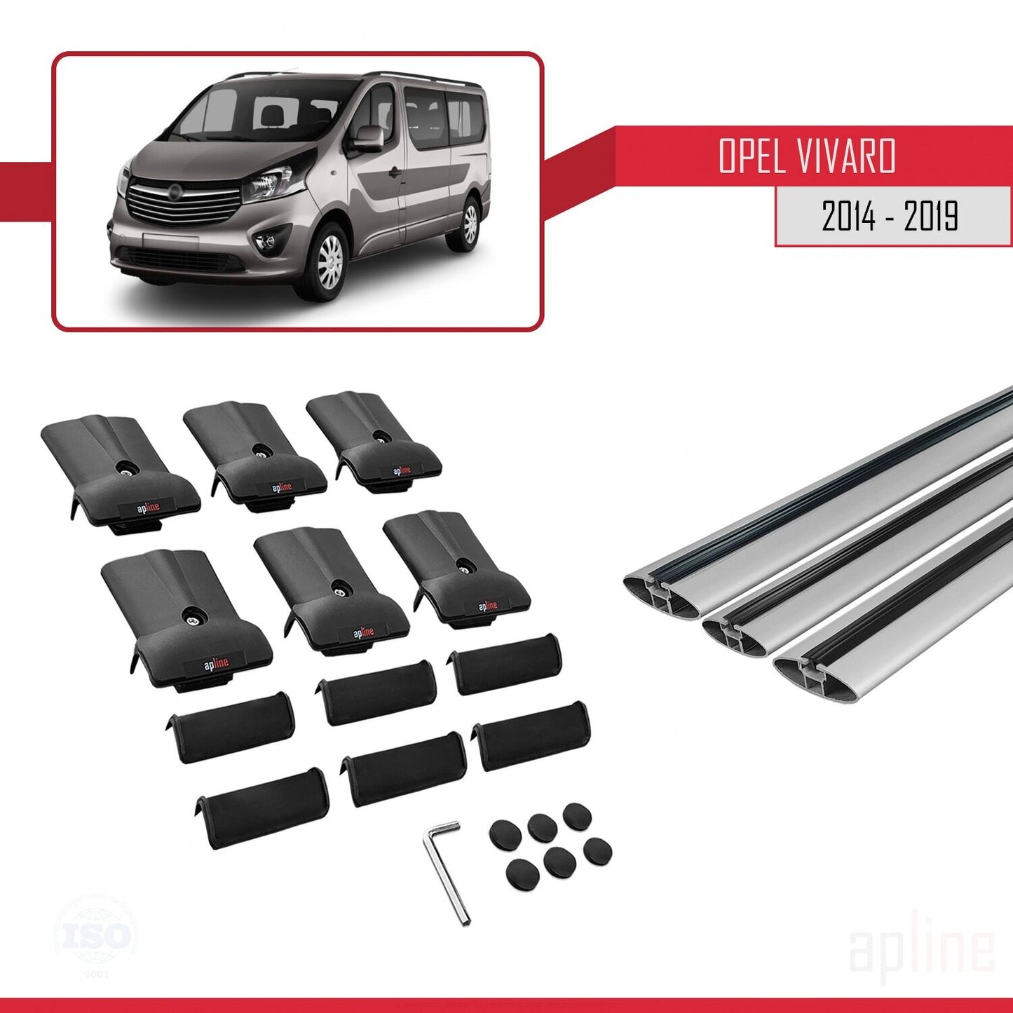 Compatible avec Opel Vivaro B 2014-2019 FLY Model Barres de Toit Railing Porte-Bagages de Voiture Gris Aluminium 3 Barres
