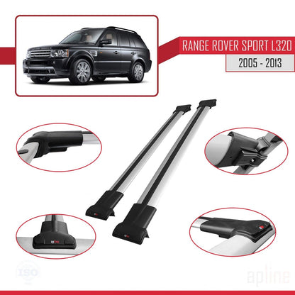 Compatible avec Land Rover Range Rover Sport (L320) 2005-2013 FLY Model Barres de Toit Railing Porte-Bagages de Voiture Gris Aluminium 2 Barres