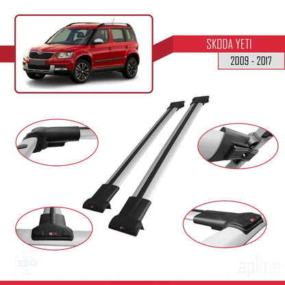 Compatible avec Skoda Yeti 2009-2017 FLY Model Barres de Toit Railing Porte-Bagages de Voiture Gris Aluminium 2 Barres