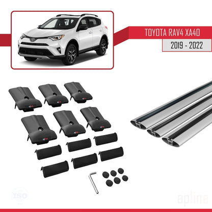 Compatible avec Toyota RAV4 IV (XA40) Post-Facelift 2016-2018 FLY Model Barres de Toit Railing Porte-Bagages de Voiture Gris Aluminium 3 Barres
