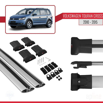 Compatible avec Volkswagen Touran Cross Post-Facelift 2010-2015 FLY Model Barres de Toit Railing Porte-Bagages de Voiture Gris Aluminium 2 Barres