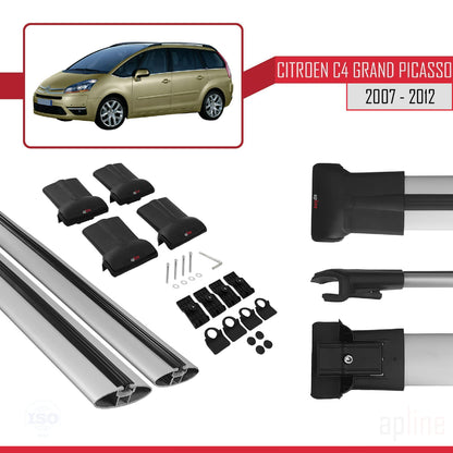 Compatible avec Citroen Grand C4 Picasso 2007-2012 FLY Model Barres de Toit Railing Porte-Bagages de Voiture Gris Aluminium 2 Barres