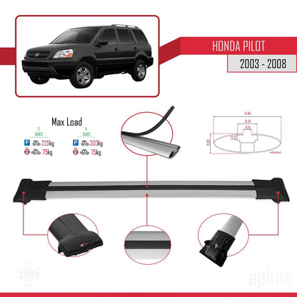 Compatible with Honda Pilot 2003-2008 FLY Model Car Roof Rack Cross Bar Grey Aluminium 3 Bars