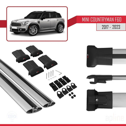 Compatible avec Mini Countryman 2 (F60) 2017-2023 FLY Model Barres de Toit Railing Porte-Bagages de Voiture Gris Aluminium 2 Barres