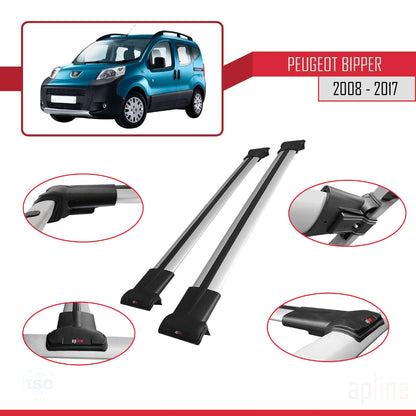 Compatible with Peugeot Bipper 2008-2017 FLY Model Car Roof Rack Cross Bar Grey Aluminium 2 Bars