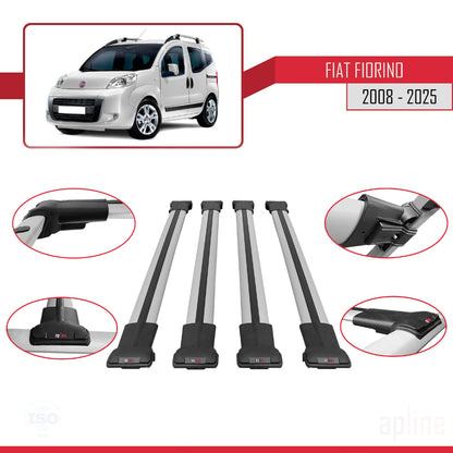 Compatible avec Fiat Fiorino 3 2008-2025 FLY Model Barres de Toit Railing Porte-Bagages de Voiture Gris Aluminium 4 Barres