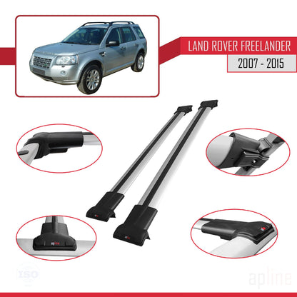 Compatible avec Land Rover Freelander 2 (L359) 2007-2015 FLY Model Barres de Toit Railing Porte-Bagages de Voiture Gris Aluminium 2 Barres