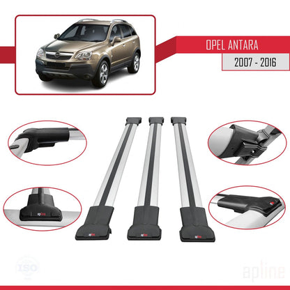 Compatible avec Opel Antara 2007-2016 FLY Model Barres de Toit Railing Porte-Bagages de Voiture Gris Aluminium 3 Barres