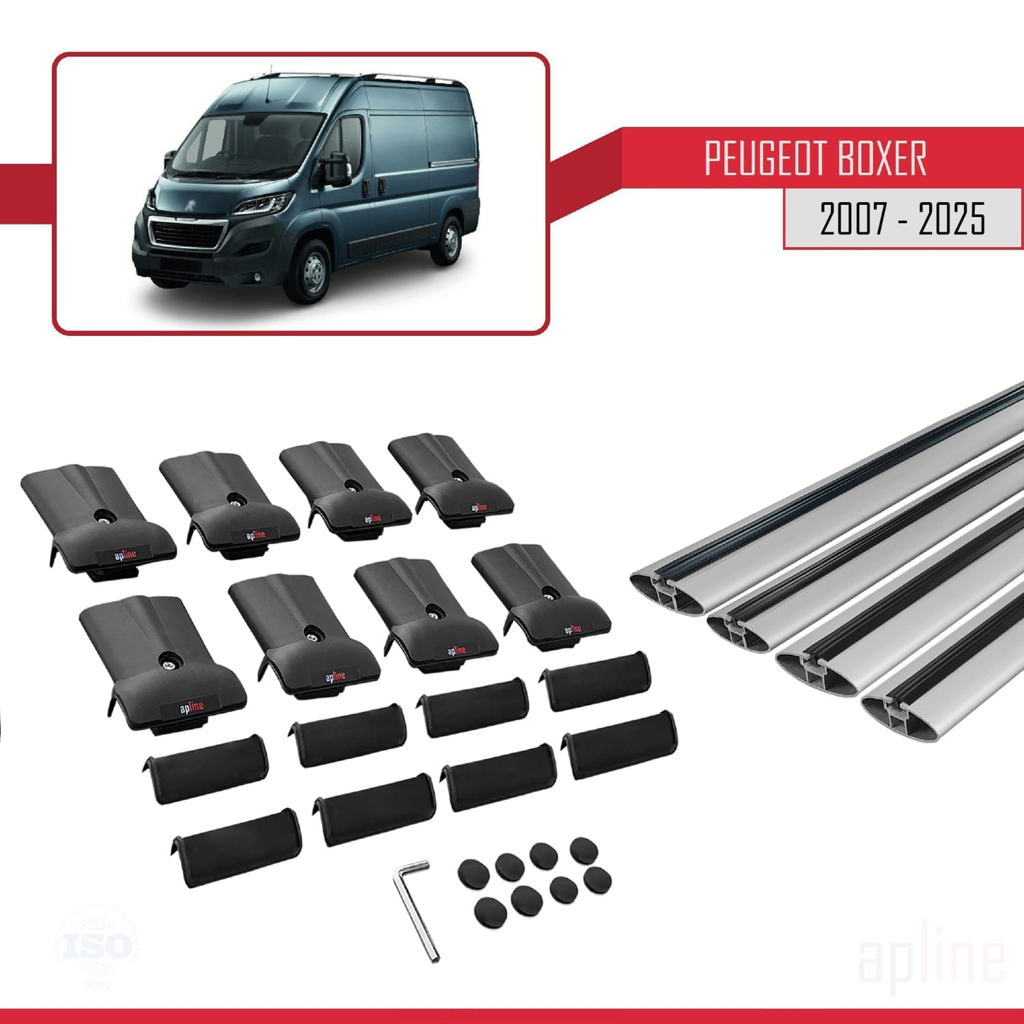 Compatible with Peugeot Boxer 2 2007-2025 FLY Model Car Roof Rack Cross Bar Grey Aluminium 4 Bars
