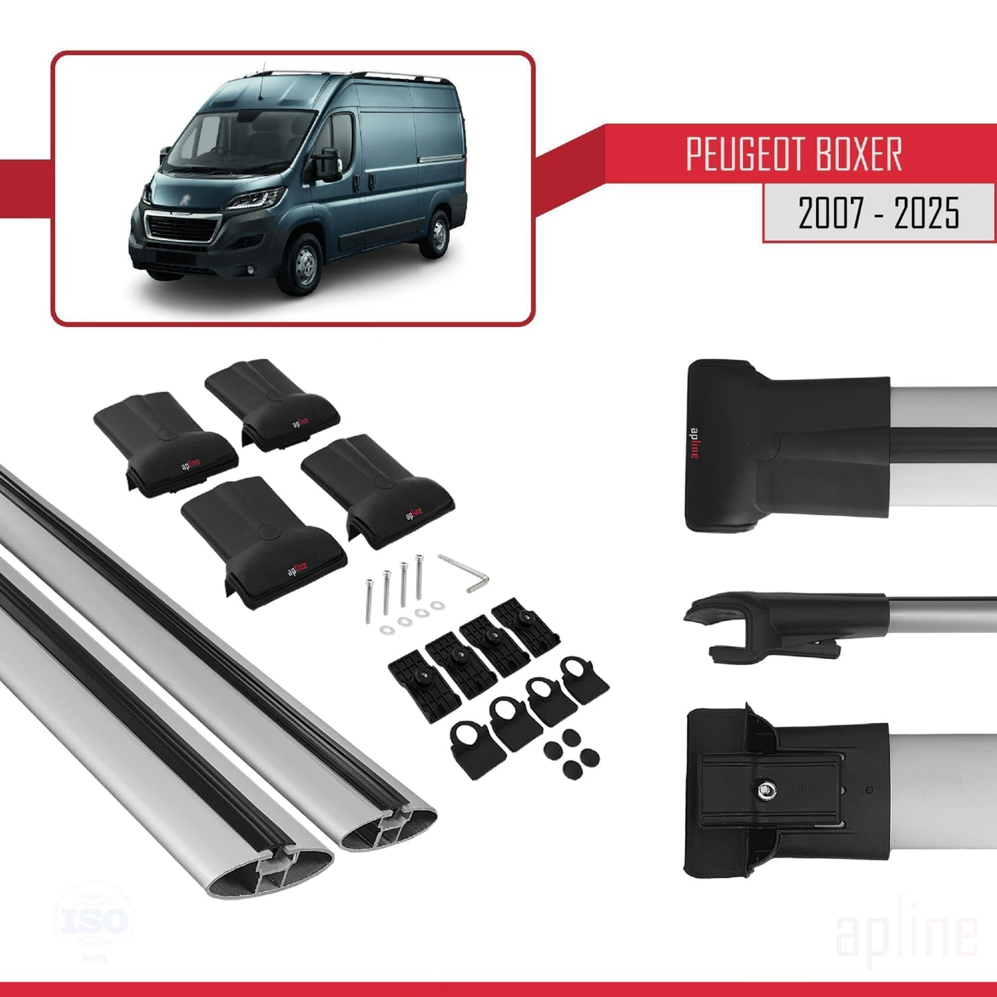 Compatible with Peugeot Boxer 2 2007-2025 FLY Model Car Roof Rack Cross Bar Grey Aluminium 2 Bars