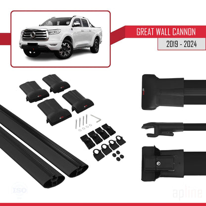 Compatible with Great Wall Cannon 2019-2025 FLY Model Car Roof Rack Cross Bar Black Aluminium 2 Bars