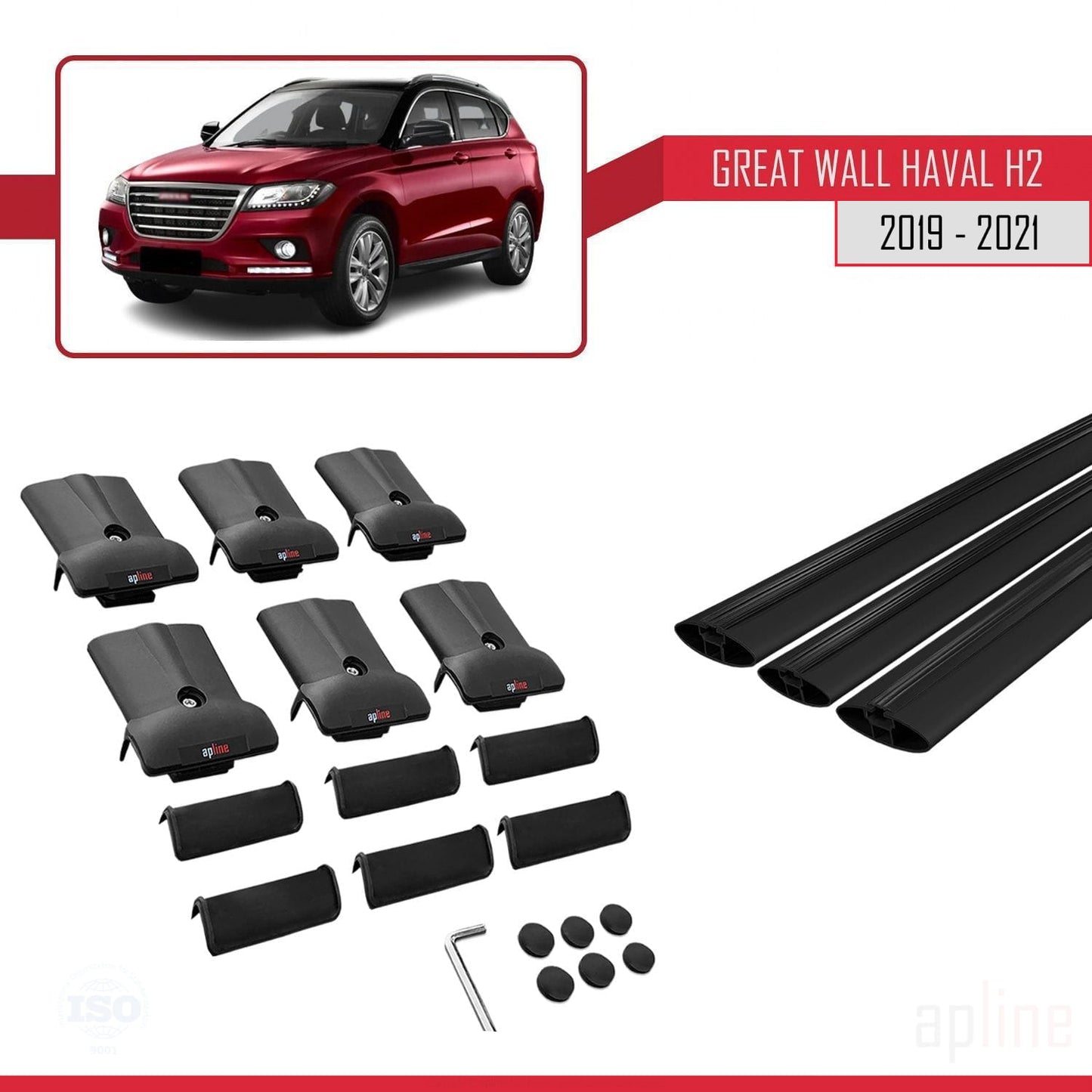 Compatible avec Great Wall Haval H2 2019-2021 FLY Model Barres de Toit Railing Porte-Bagages de Voiture Noir Aluminium 3 Barres