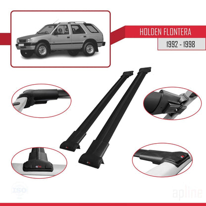 Compatible avec Holden Frontera 1992-1998 FLY Model Barres de Toit Railing Porte-Bagages de Voiture Noir Aluminium 2 Barres