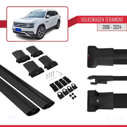 Compatible avec Volkswagen Teramont (CA1) 2018-2024 FLY Model Barres de Toit Railing Porte-Bagages de Voiture Noir Aluminium 2 Barres