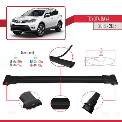 Compatible avec Toyota RAV4 IV (XA40) Pre-Facelift 2013-2015 FLY Model Barres de Toit Railing Porte-Bagages de Voiture Noir Aluminium 2 Barres