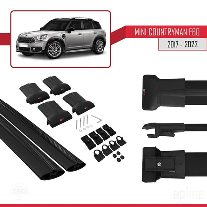 Compatible avec Mini Countryman 2 (F60) 2017-2023 FLY Model Barres de Toit Railing Porte-Bagages de Voiture Noir Aluminium 2 Barres