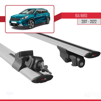Compatible avec Kia Niro (DE) 2017-2022 HOOK Model Barres de Toit Railing Porte-Bagages de Voiture Gris Aluminium 2 Barres