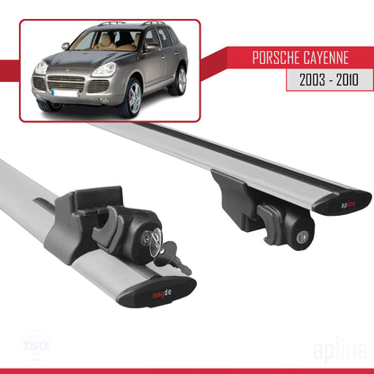 Compatible avec Porsche Cayenne (9PA) 2003-2010 HOOK Model Barres de Toit Railing Porte-Bagages de Voiture Gris Aluminium 2 Barres