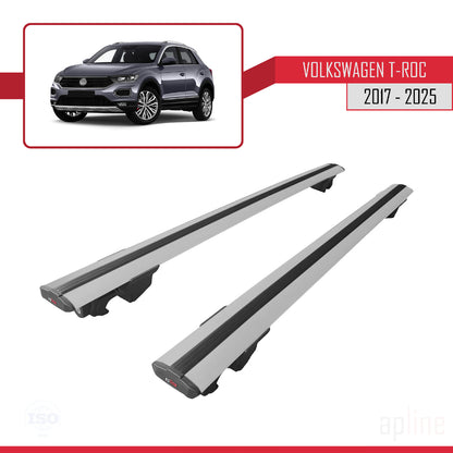 Compatible avec Volkswagen T-Roc 2017-2025 HOOK Model Barres de Toit Railing Porte-Bagages de Voiture Gris Aluminium 2 Barres