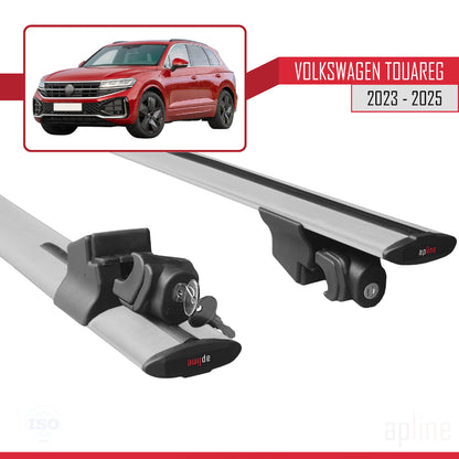 Compatible avec VW Touareg 2023-2024 HOOK Model Barres de Toit Railing Porte-Bagages de Voiture Gris Aluminium 2 Barres