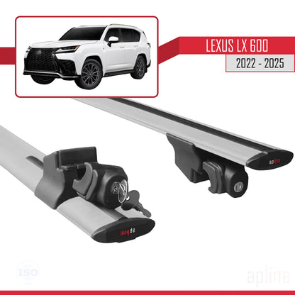 Compatible avec Lexus LX 600 2022-2025 HOOK Model Barres de Toit Railing Porte-Bagages de Voiture Gris Aluminium 2 Barres