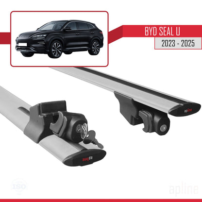 Compatible avec BYD Seal U 2023-2025 HOOK Model Barres de Toit Railing Porte-Bagages de Voiture Gris Aluminium 2 Barres