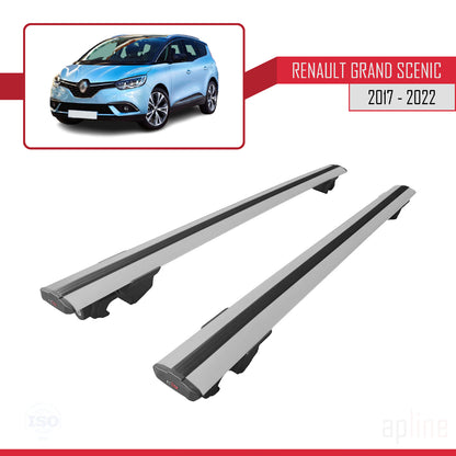 Compatible avec Renault Grand Scenic 4 2017-2022 HOOK Model Barres de Toit Railing Porte-Bagages de Voiture Gris Aluminium 2 Barres