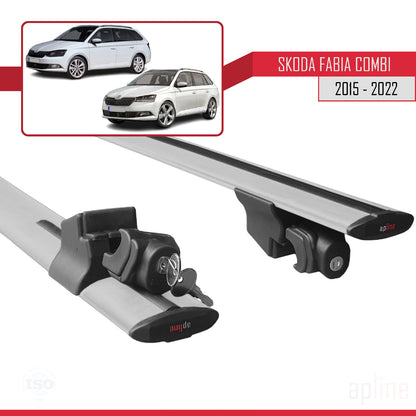 Compatible avec Skoda Fabia 3 (NJ) Break 2015-2022 HOOK Model Barres de Toit Railing Porte-Bagages de Voiture Gris Aluminium 2 Barres