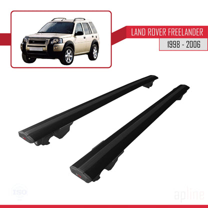 Compatible avec Land Rover Freelander (L314) 1998-2006 HOOK Model Barres de Toit Railing Porte-Bagages de Voiture Noir Aluminium 2 Barres