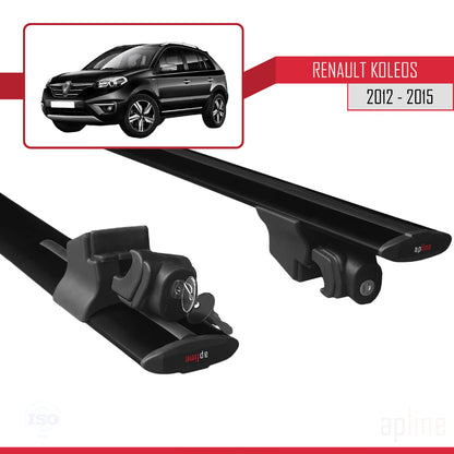 Compatible avec Renault Koleos (HY) Post-Facelift 2012-2015 HOOK Model Barres de Toit Railing Porte-Bagages de Voiture Noir Aluminium 2 Barres