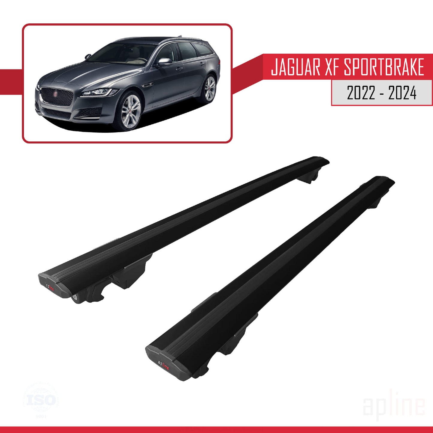 Compatible avec Jaguar XF S 2018-2024 HOOK Model Barres de Toit Railing Porte-Bagages de Voiture Noir Aluminium 2 Barres