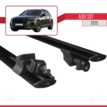 Compatible avec Audi SQ7 2024-2025 HOOK Model Barres de Toit Railing Porte-Bagages de Voiture Noir Aluminium 2 Barres