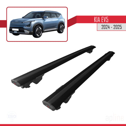 Compatible avec Kia EV5 2024-2025 HOOK Model Barres de Toit Railing Porte-Bagages de Voiture Noir Aluminium 2 Barres