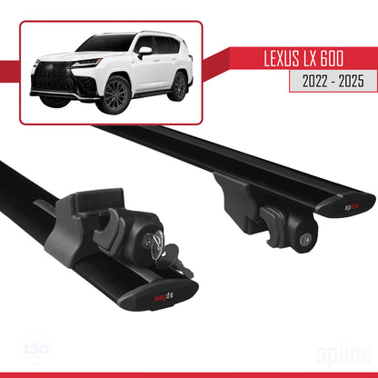 Compatible avec Lexus LX 600 2022-2025 HOOK Model Barres de Toit Railing Porte-Bagages de Voiture Noir Aluminium 2 Barres