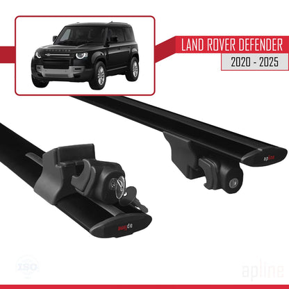 Compatible avec Land Rover Defender 2020-2025 HOOK Model Barres de Toit Railing Porte-Bagages de Voiture Noir Aluminium 2 Barres