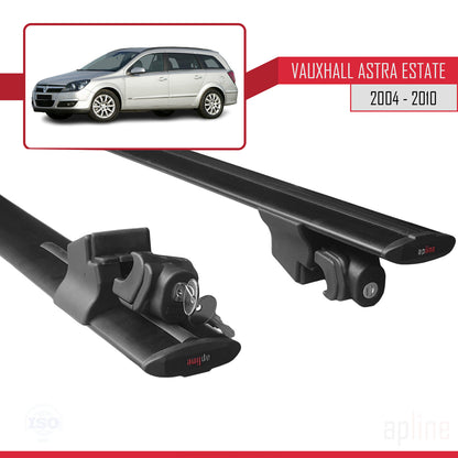 Compatible avec Vauxhall Astra H (A04) Break 2004-2010 HOOK Model Barres de Toit Railing Porte-Bagages de Voiture Noir Aluminium 2 Barres
