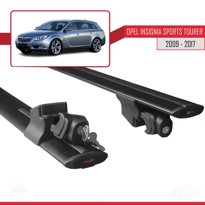 Compatible with Opel Insignia (G09) ST 2009-2017 HOOK Model Car Roof Rack Cross Bar Black Aluminium 2 Bars